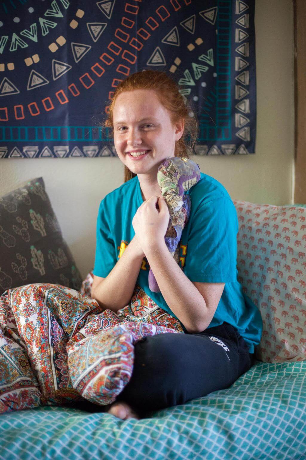 Hannah Johnston, class of 2020, shows off Doggy, her stuffed animal